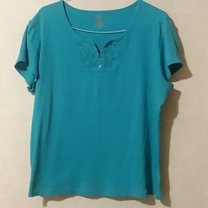 Faded Glory Teal Blue Short Sleeve Top Size 3X